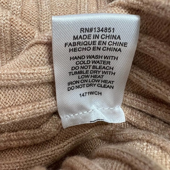 Wayf Ribbed Knit Sweater Dress Midi Tan Cutout Tie Emily x Dede Size XSmall New - Picture 8 of 11